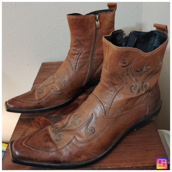 Aldo Embroidered Western Cowboy Ankle Boots Size 41 - Picture 2 of 7